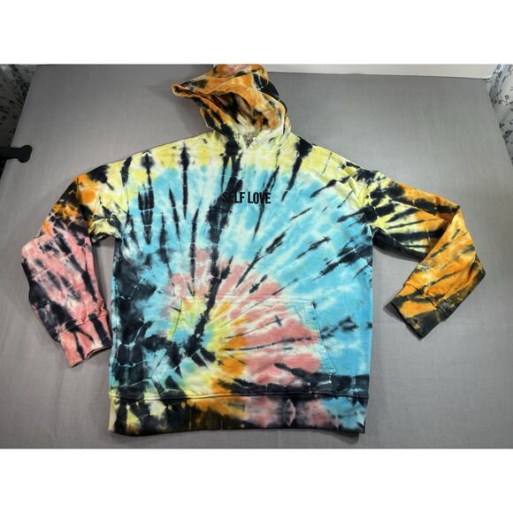 Orange Kiss Tops - Orange Kiss Self Love Tie Dye Hoodie Sweatshirt Women’s Medium Pullover